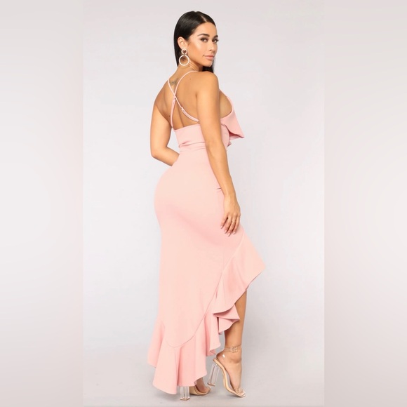Fashion Nova Pink Asymmetrical Ruffle Dress - Picture 2 of 2